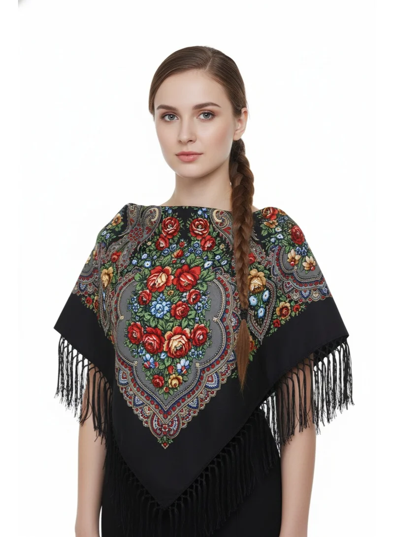 بيداني شال زهرة سلافية - وردي ملكي